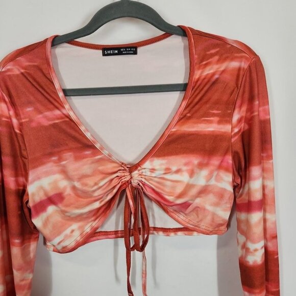 Shein Tie Dye Knot Front Top With Drawstring Bodycon Skirt - Size XL - Picture 12 of 15